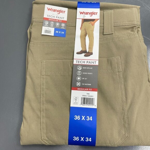 NEW Wrangler Men's 36x34 Tech Pant Regular Fit Cargo Outdoor UPF 50 - Picture 2 of 9